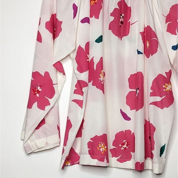 Tucker NYC Flare Sleeve Classic Blouse Blush Poppies in Silk Cotton Top Floral - Picture 7 of 7